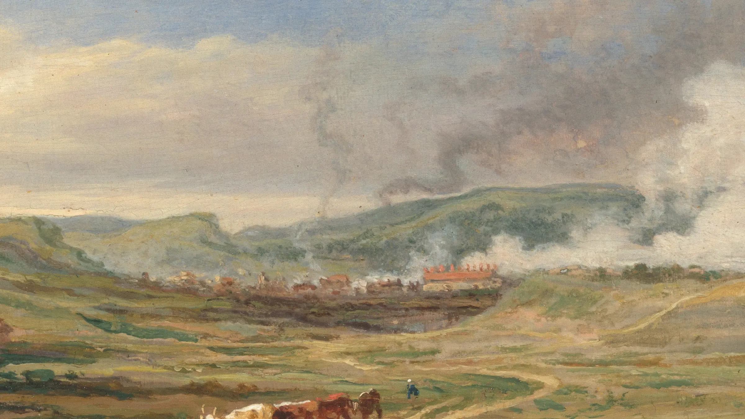Landscape near Swansea, South Wales, landscape painting by James Ward (1805).
