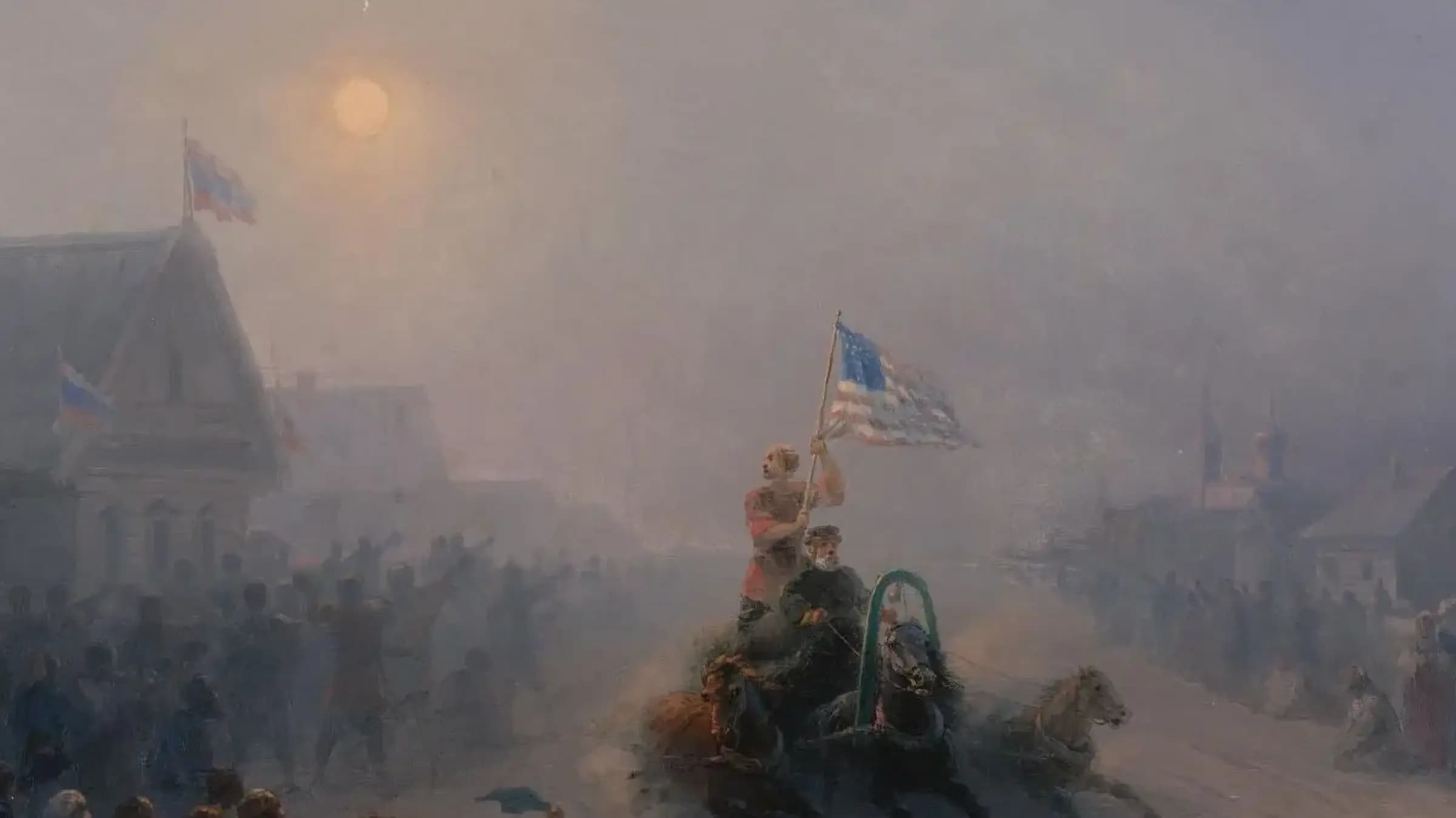 Иван Айвазовский Распределение припасов 1892, landscape painting by Ivan Aivazovsky (1892).
