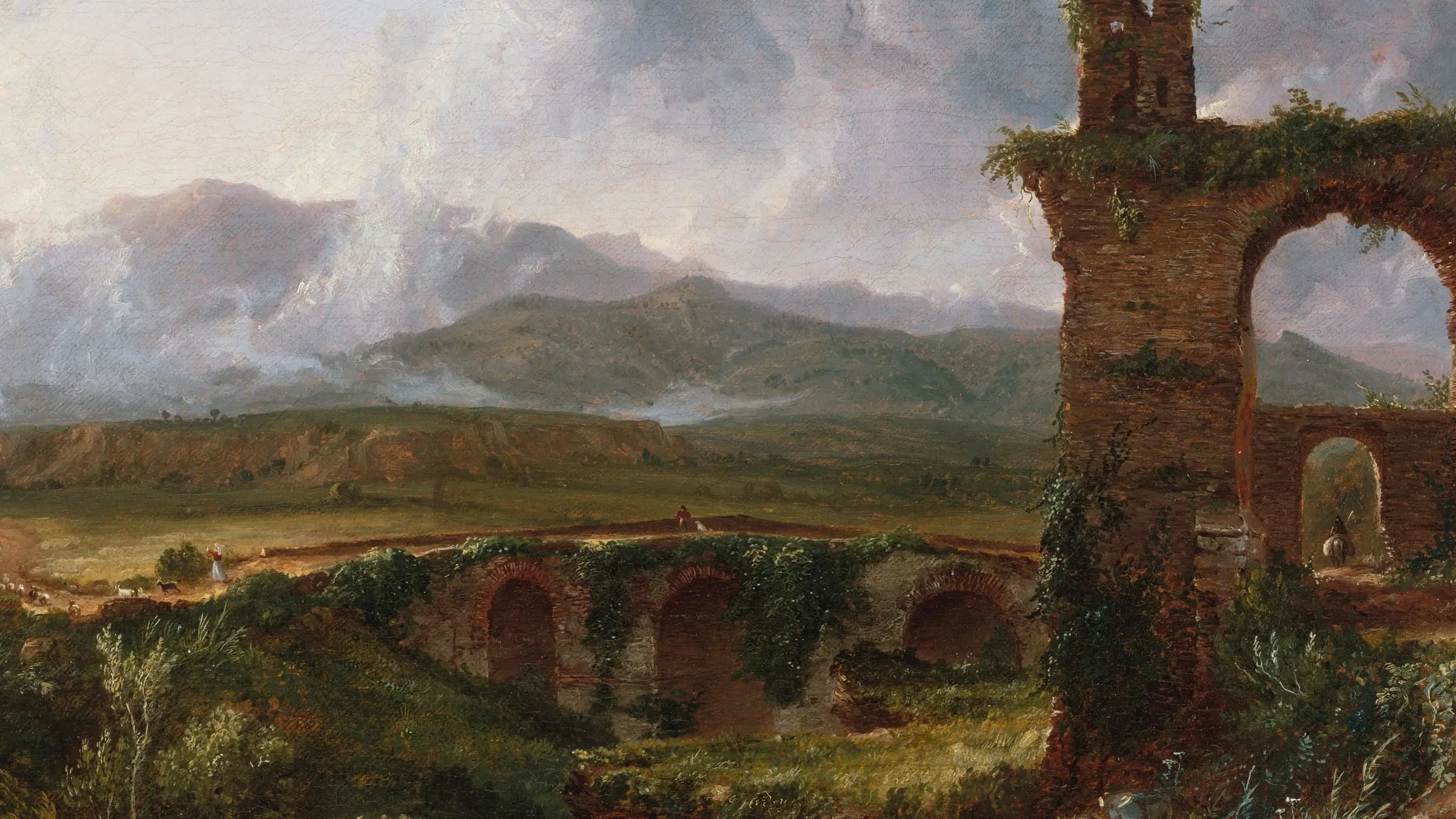 A View near Tivoli (Morning), landscape painting by Thomas Cole (1832).