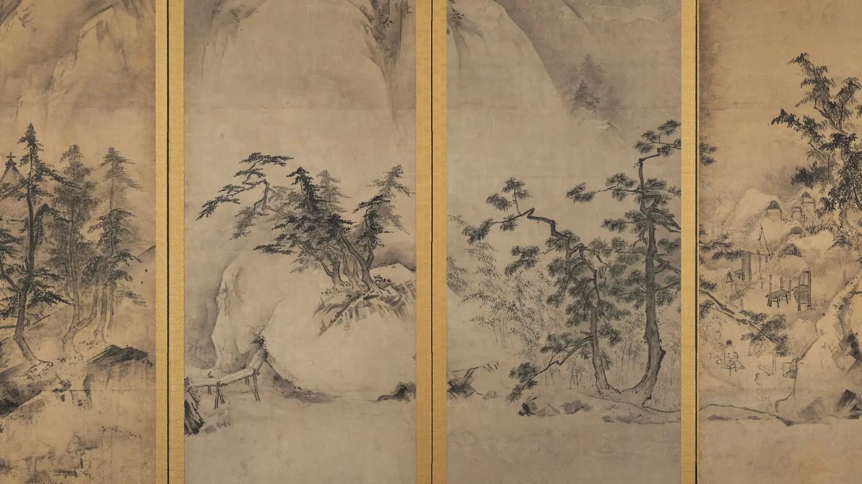 Winter and Spring Landscape, landscape painting by Tenshō Shūbun (1423).
