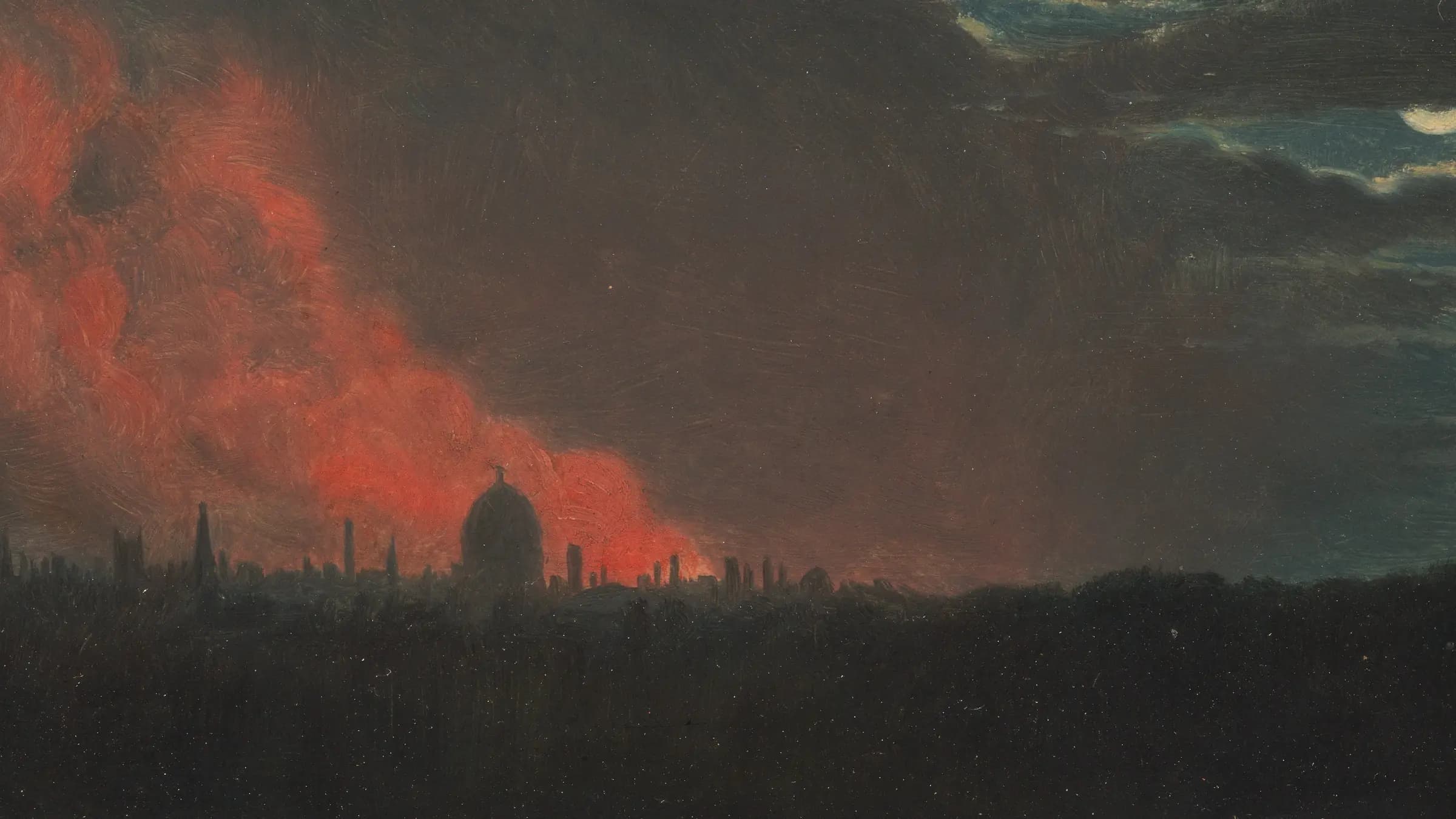 Fire in London, Seen from Hampstead, landscape painting by John Constable (1826).