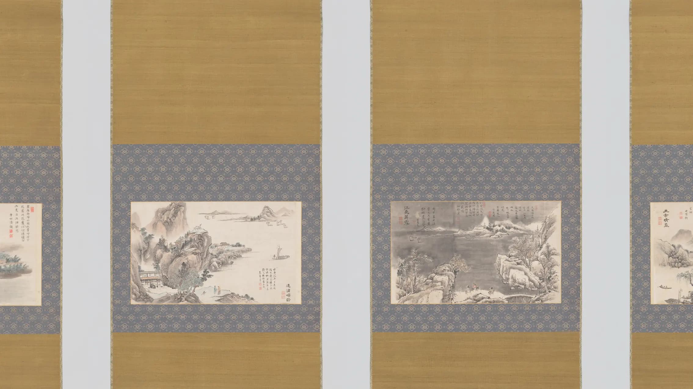 Four Motifs from the Eight Views of Xiao-Xiang, landscape painting by Tani Bunchō (1788).