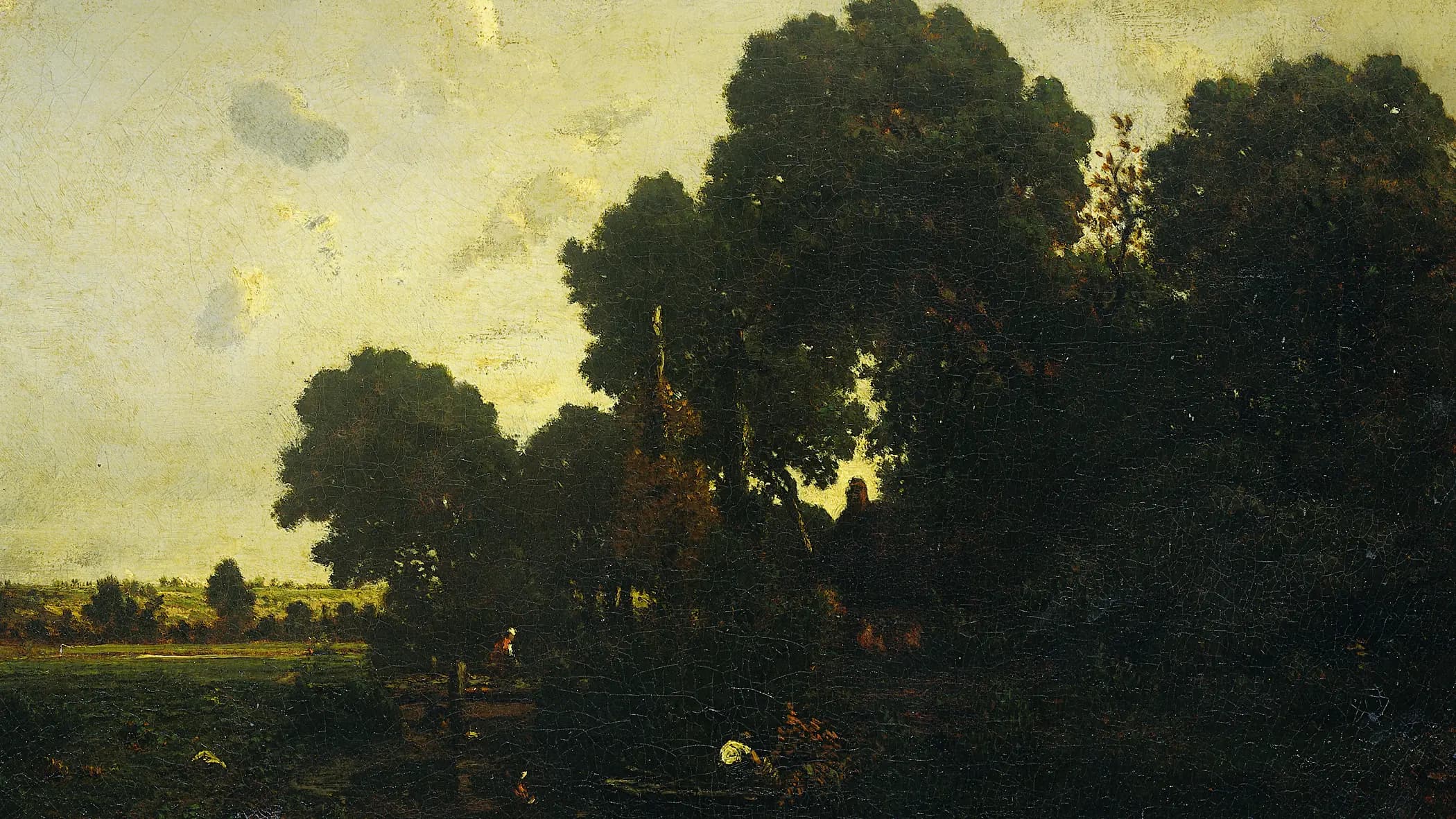 Avondschemering, landscape painting by Théodore Rousseau (1840).