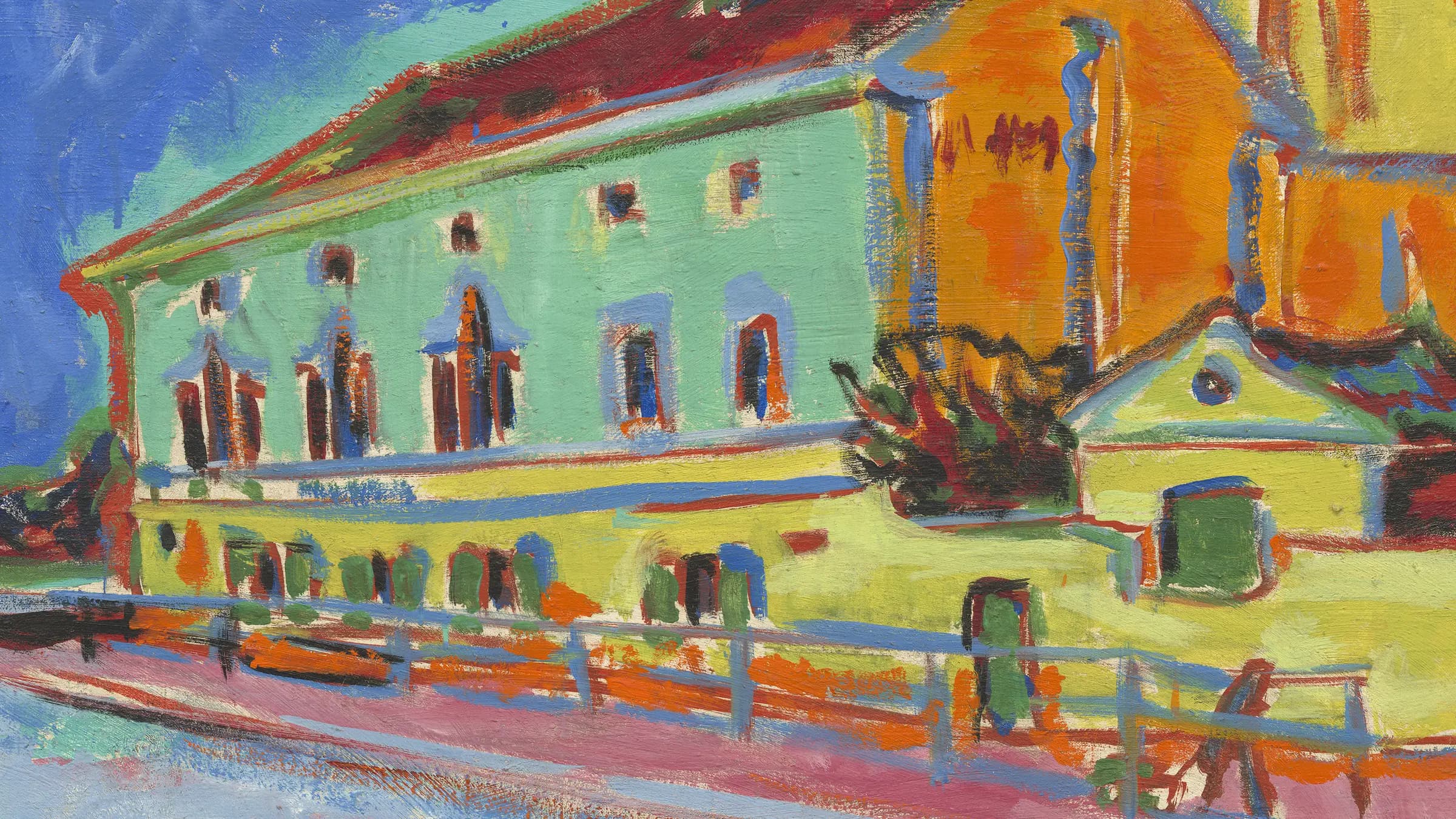 Dance Hall Bellevue [obverse], landscape painting by Ernst Ludwig Kirchner (1909).
