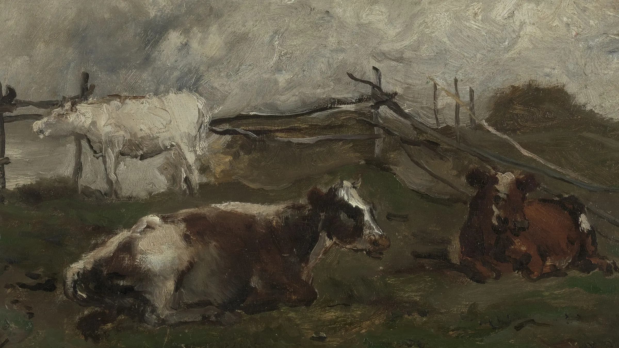 Cows in a Meadow, landscape painting by Charles-François Daubigny (1866).