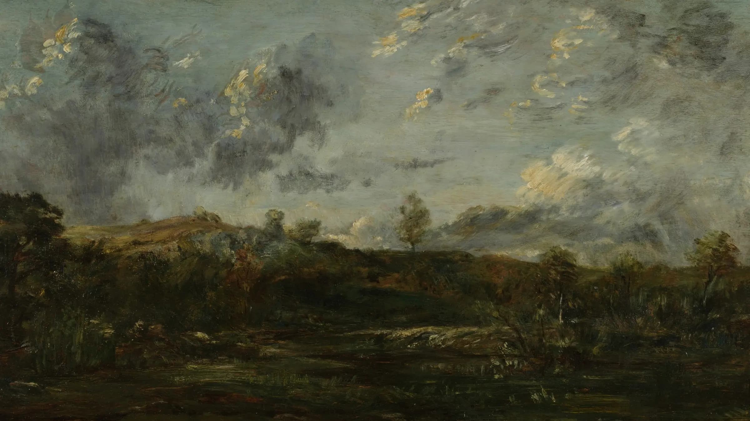 Moeras in Bourgondië, landscape painting by Théodore Rousseau (1841).