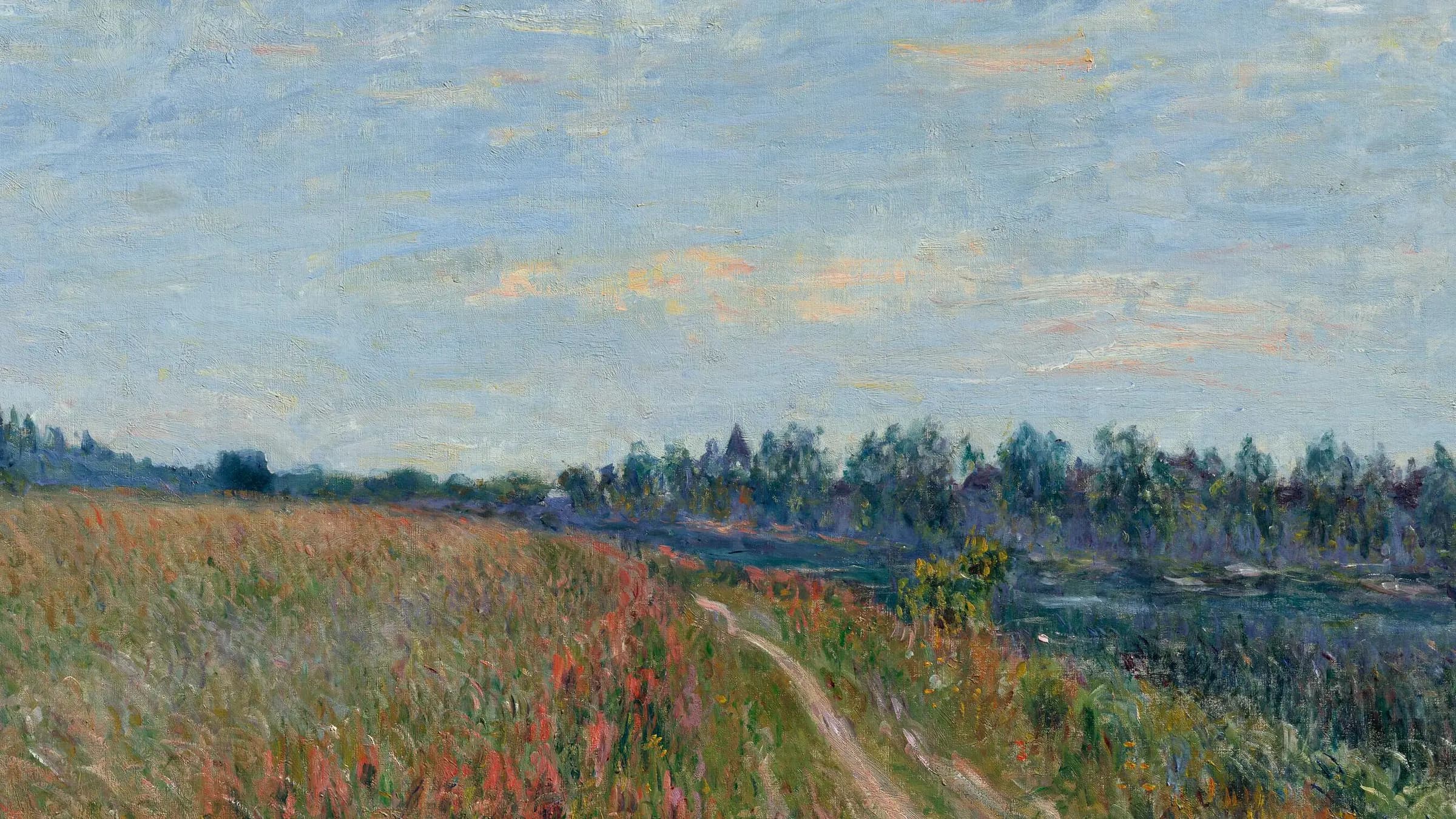 La prairie, landscape painting by Alfred Sisley (1880).
