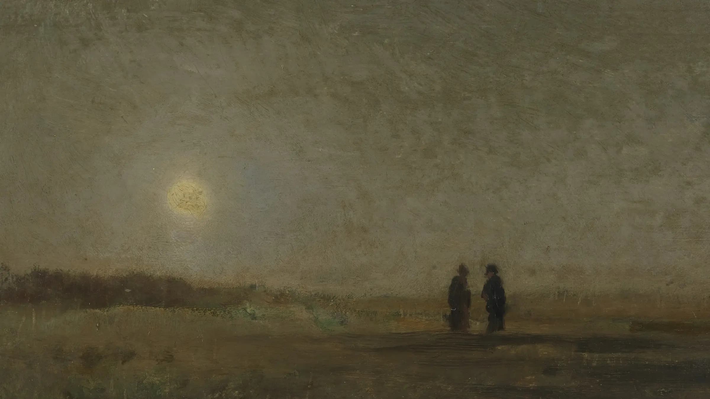 Maanlicht, Champigny Moonlight Champigny, landscape painting by Charles-François Daubigny (1867).