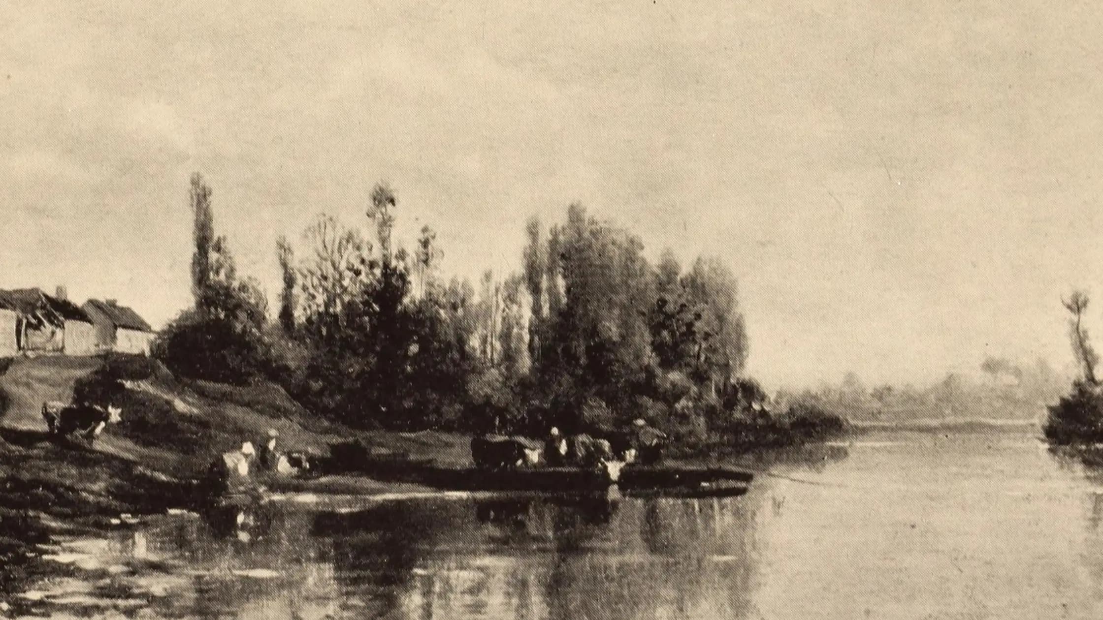 The Ferry Boat, landscape painting by Charles-François Daubigny (1913).