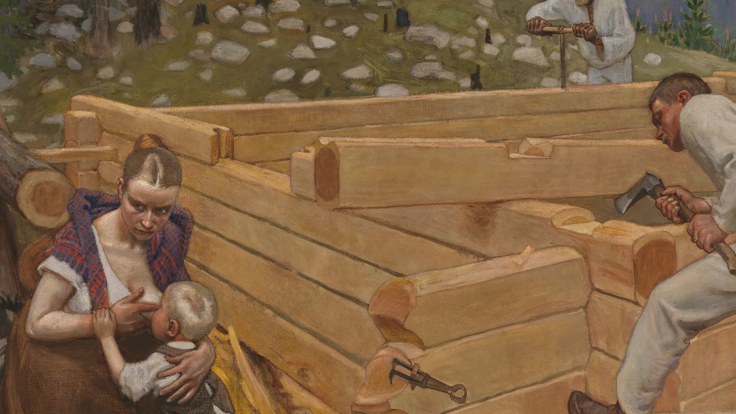 Nybygge Building, landscape painting by Akseli Gallen-Kallela (1903).