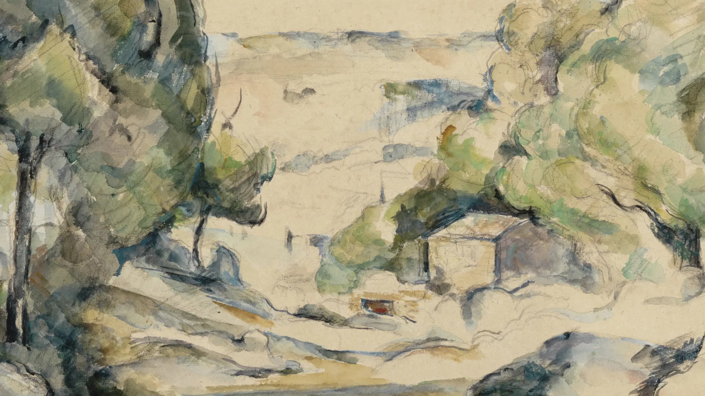 Paysage en Provence, landscape painting by Paul Cézanne (1880).