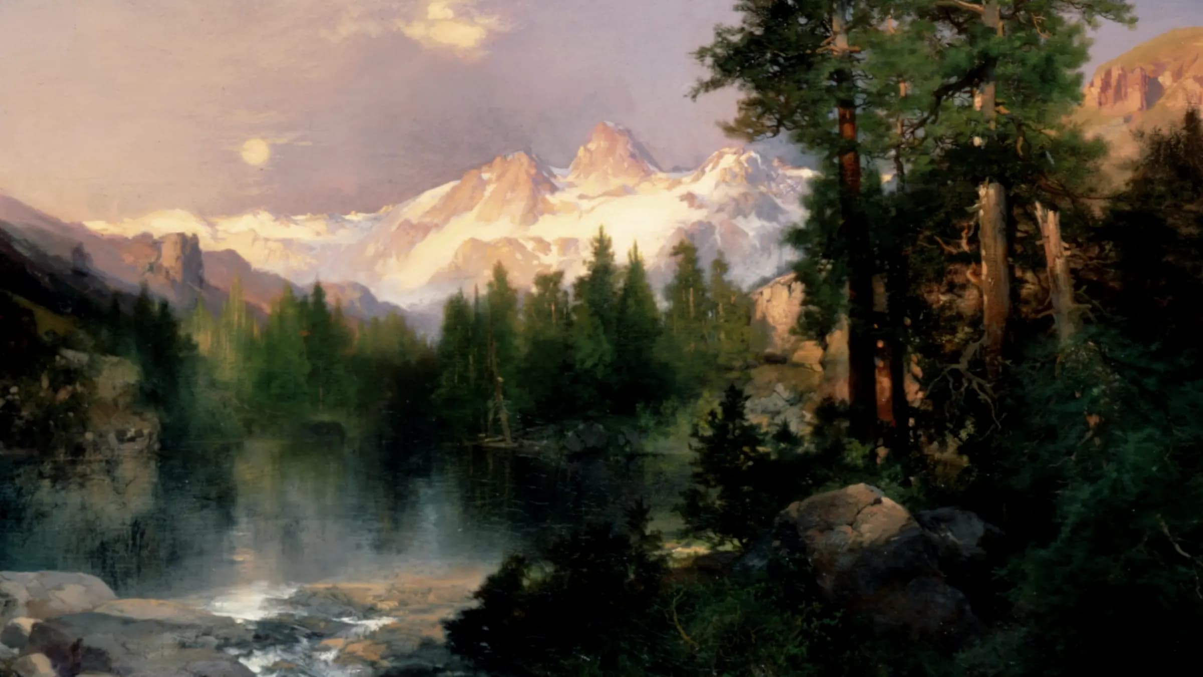 The Three Tetons, landscape painting by Thomas Moran (1895).