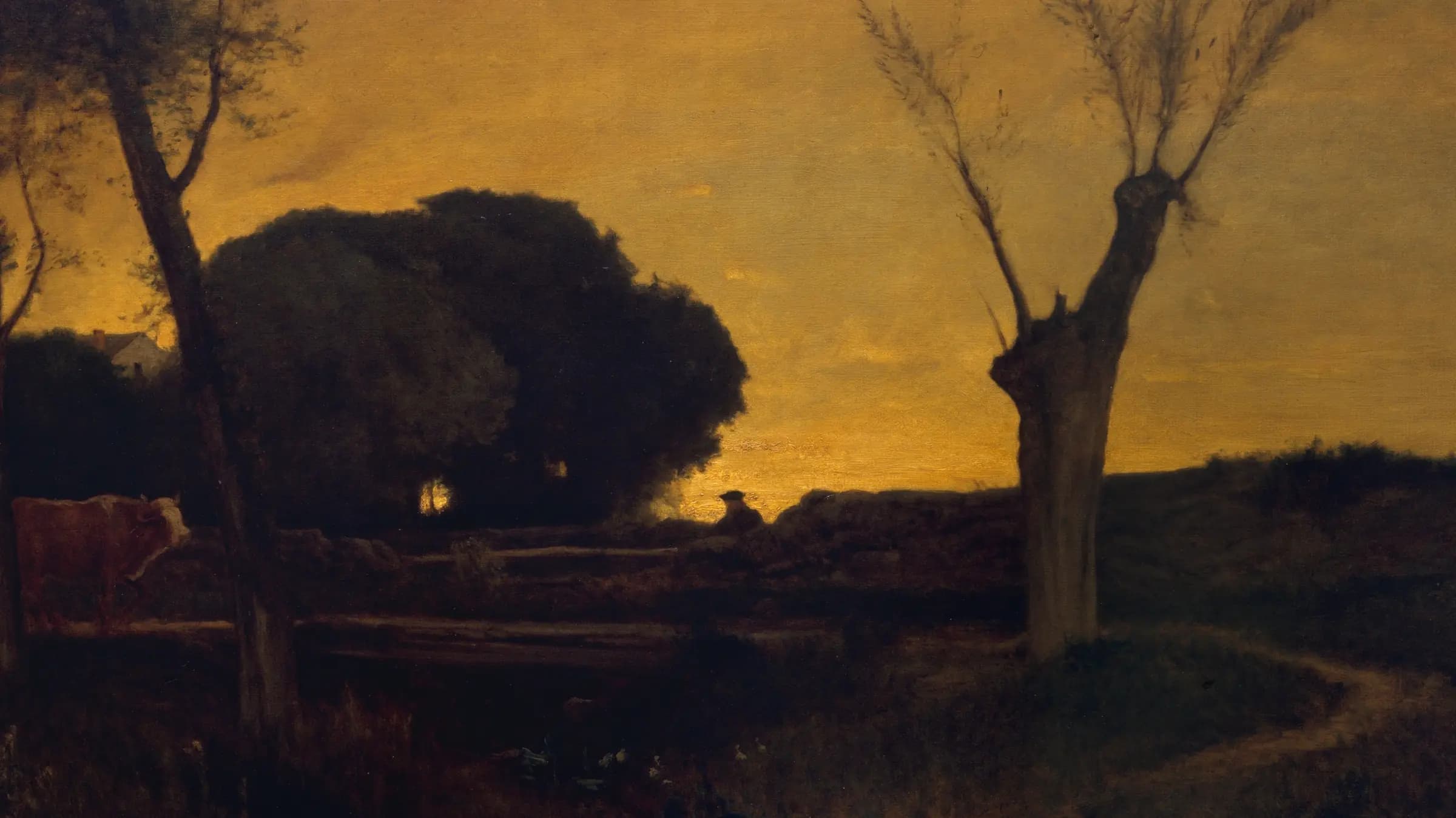 Evening at Medfield, Massachusetts, landscape painting by George Inness (1875).