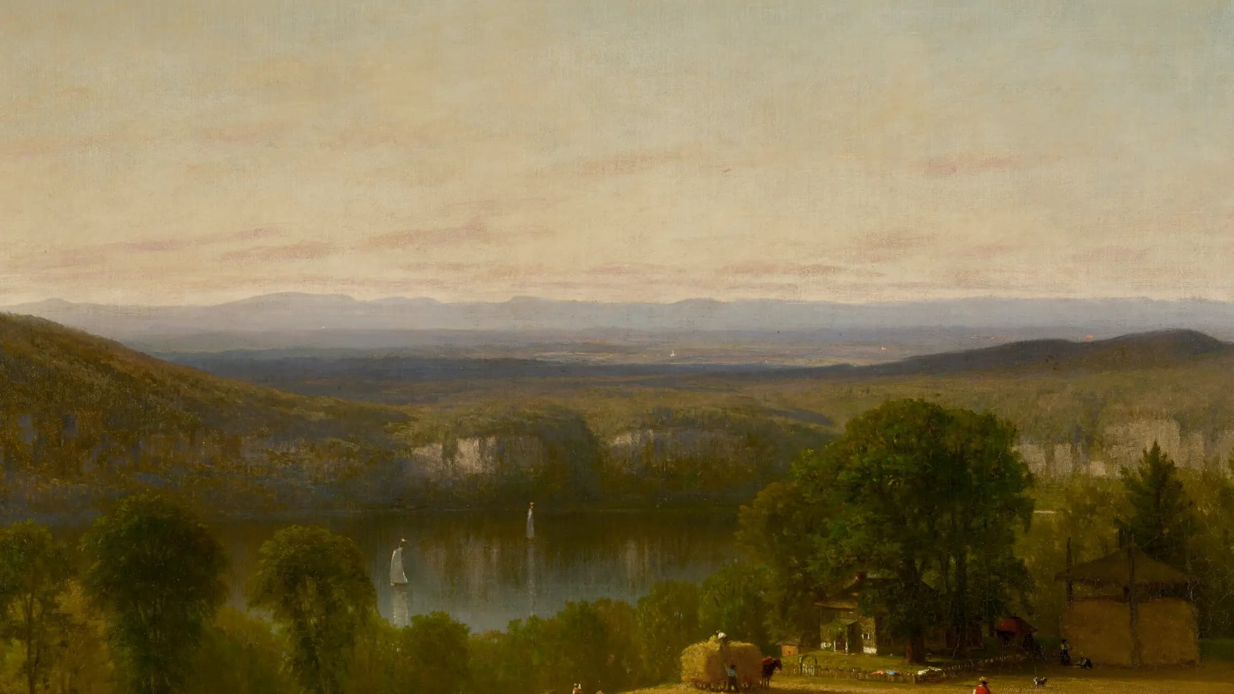The Hayfield, landscape painting by Worthington Whittredge.
