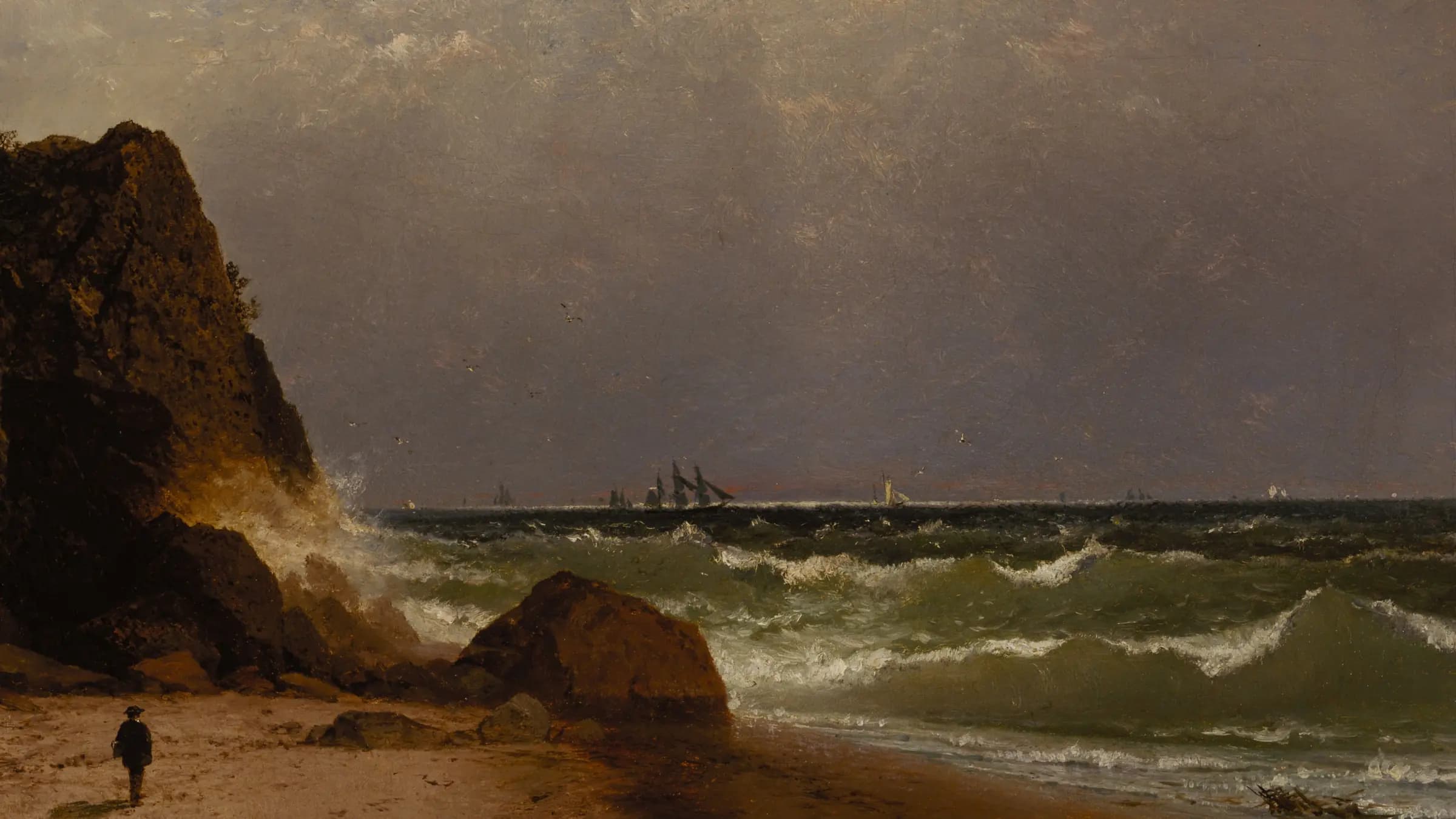 Near Newport, Rhode Island, landscape painting by John Frederick Kensett (1872).
