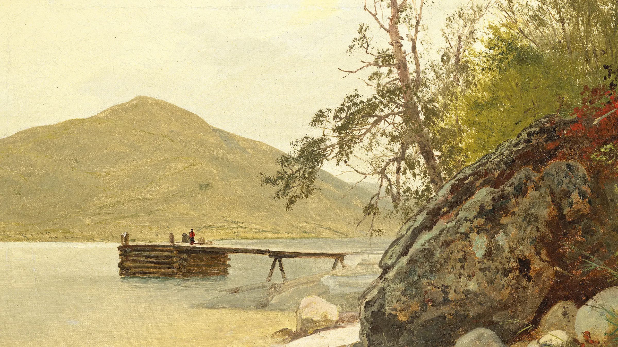 Landing at Sabbath Day Point, landscape painting by John Frederick Kensett (1853).