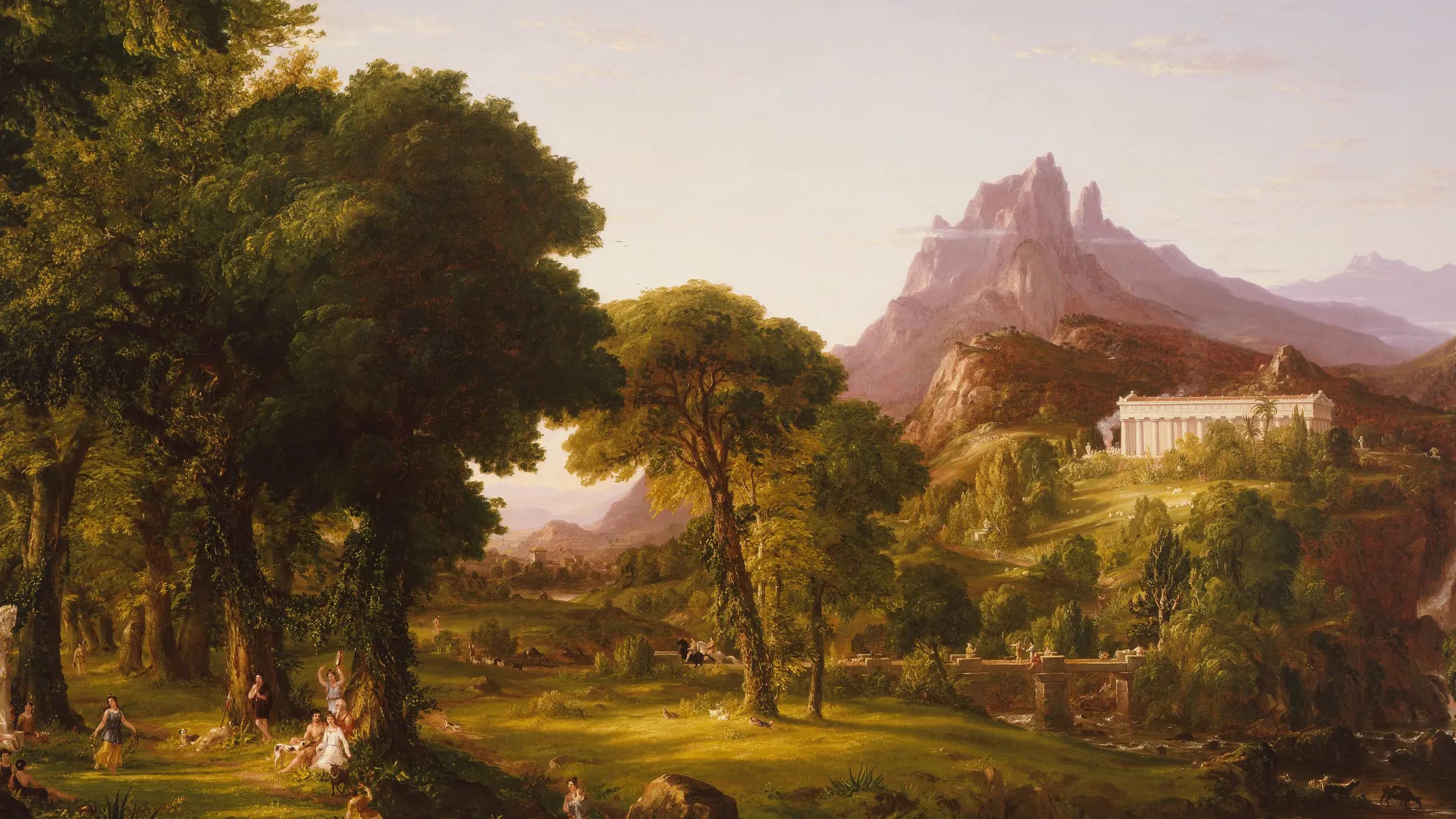 Dream of Arcadia, landscape painting by Thomas Cole (1838).