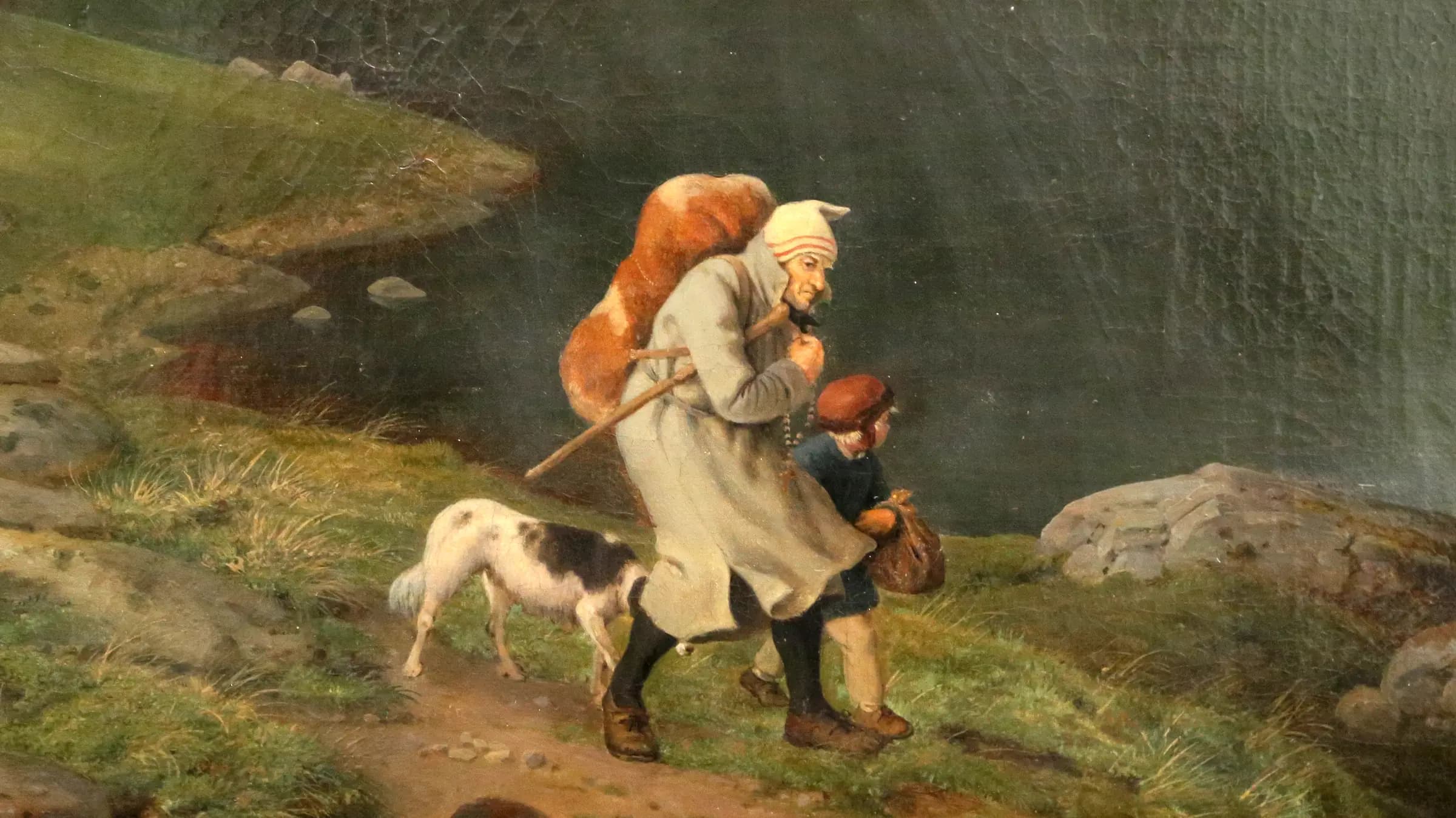 Ludwig richter, stagno a riesengebirge, 1839, 02, landscape painting by Ludwig Richter (1839).
