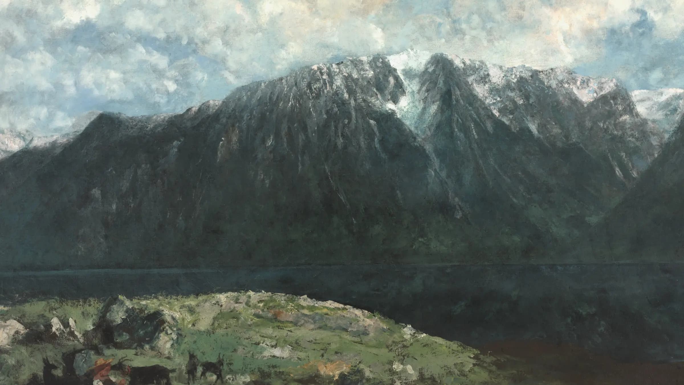Panoramic View of the Alps, Les Dents du Midi, landscape painting by Gustave Courbet (1877).