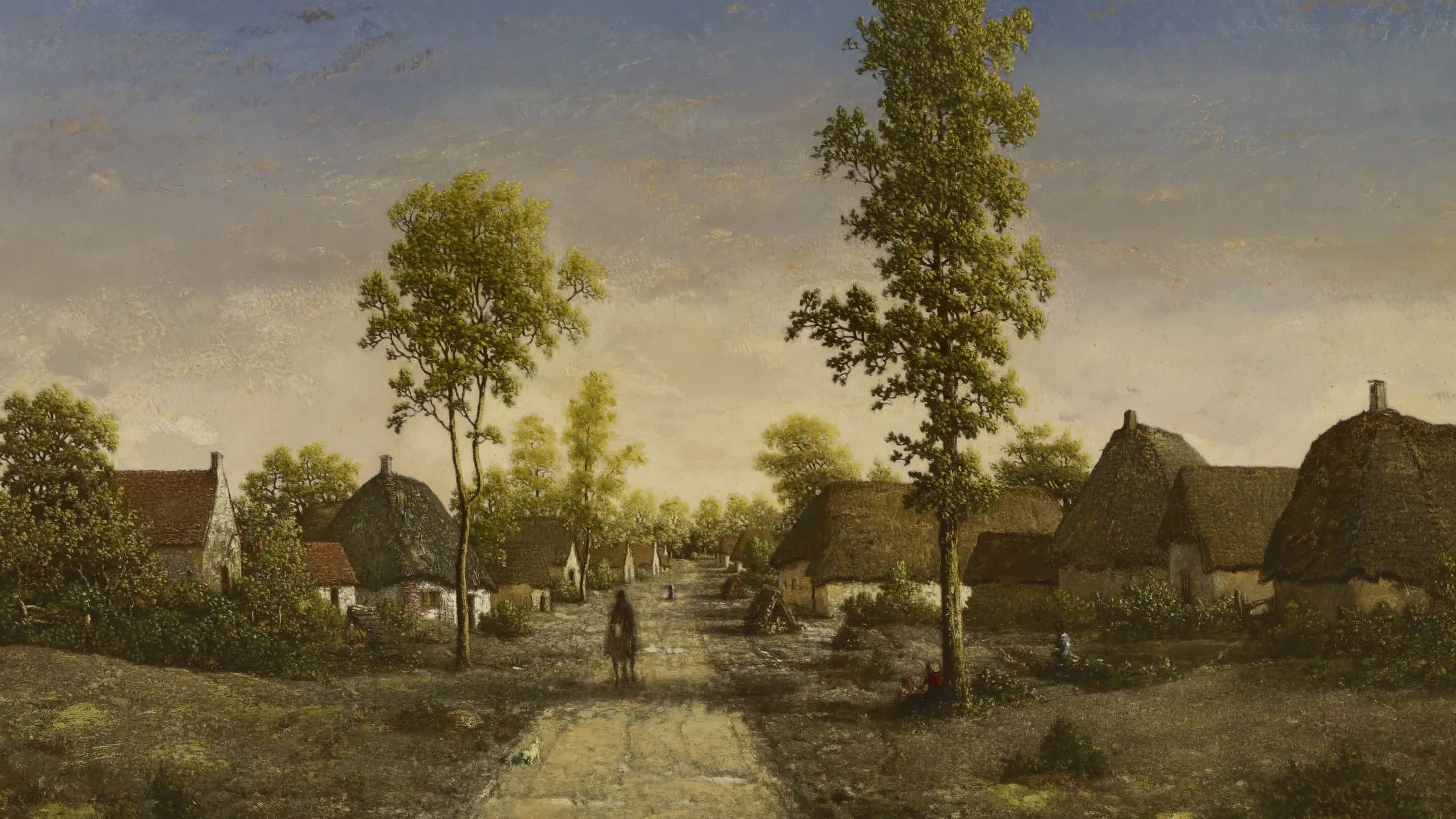 Rousseau The Village of Becquigny, landscape painting by Théodore Rousseau (1857).