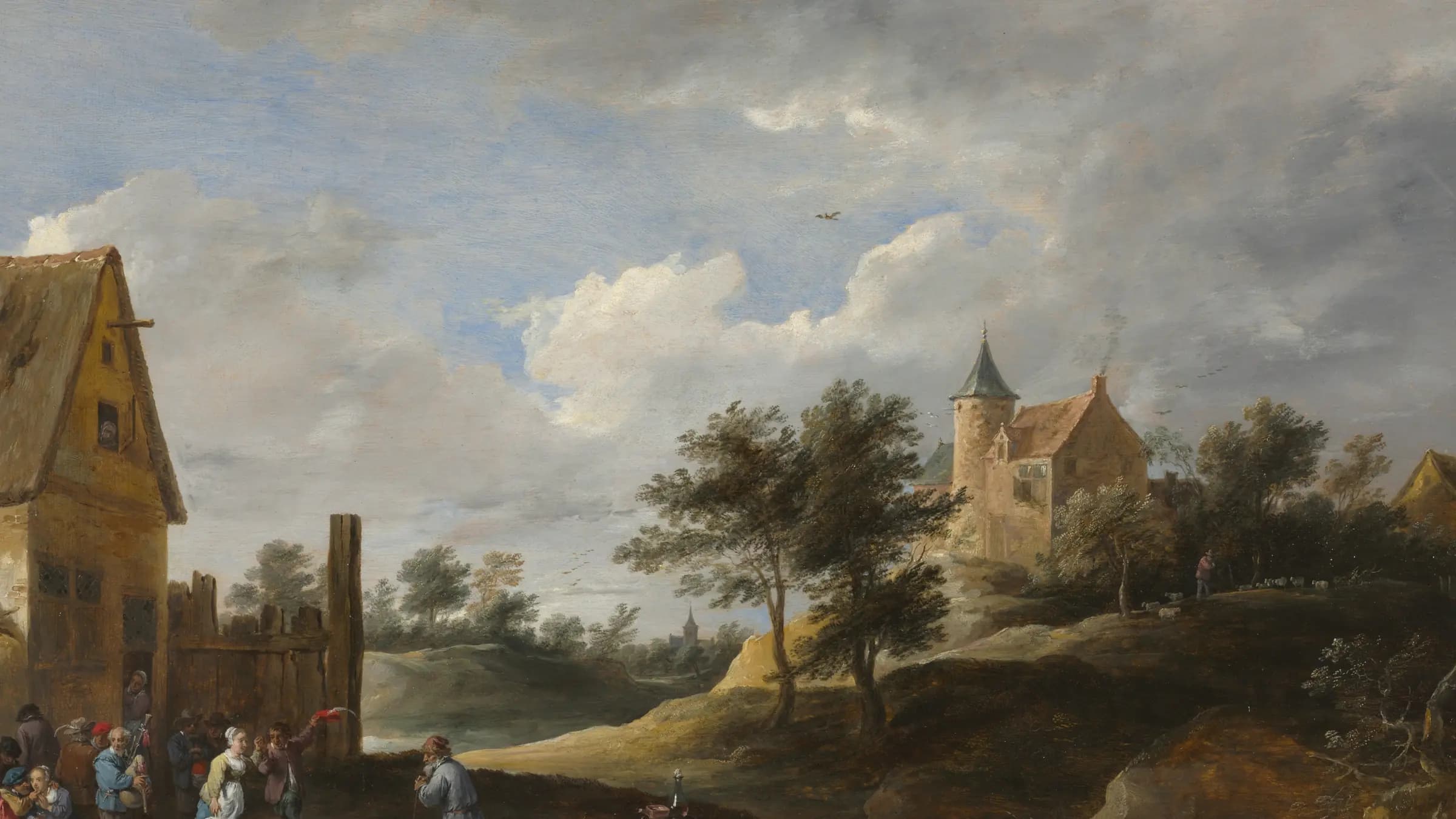 Landscape with Peasants Dancing, landscape painting by David Teniers (1640).