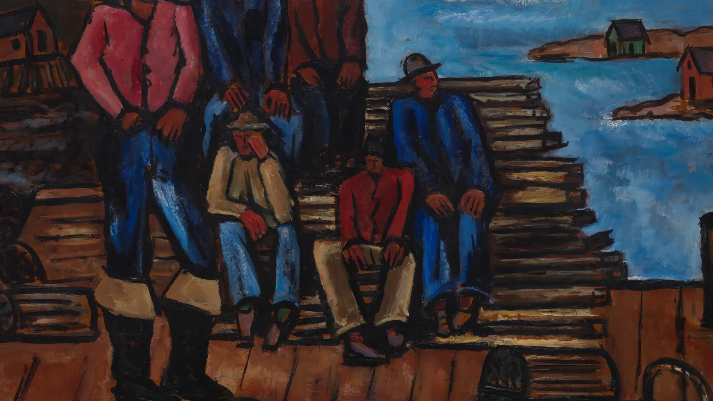 Lobster Fishermen, landscape painting by Marsden Hartley.