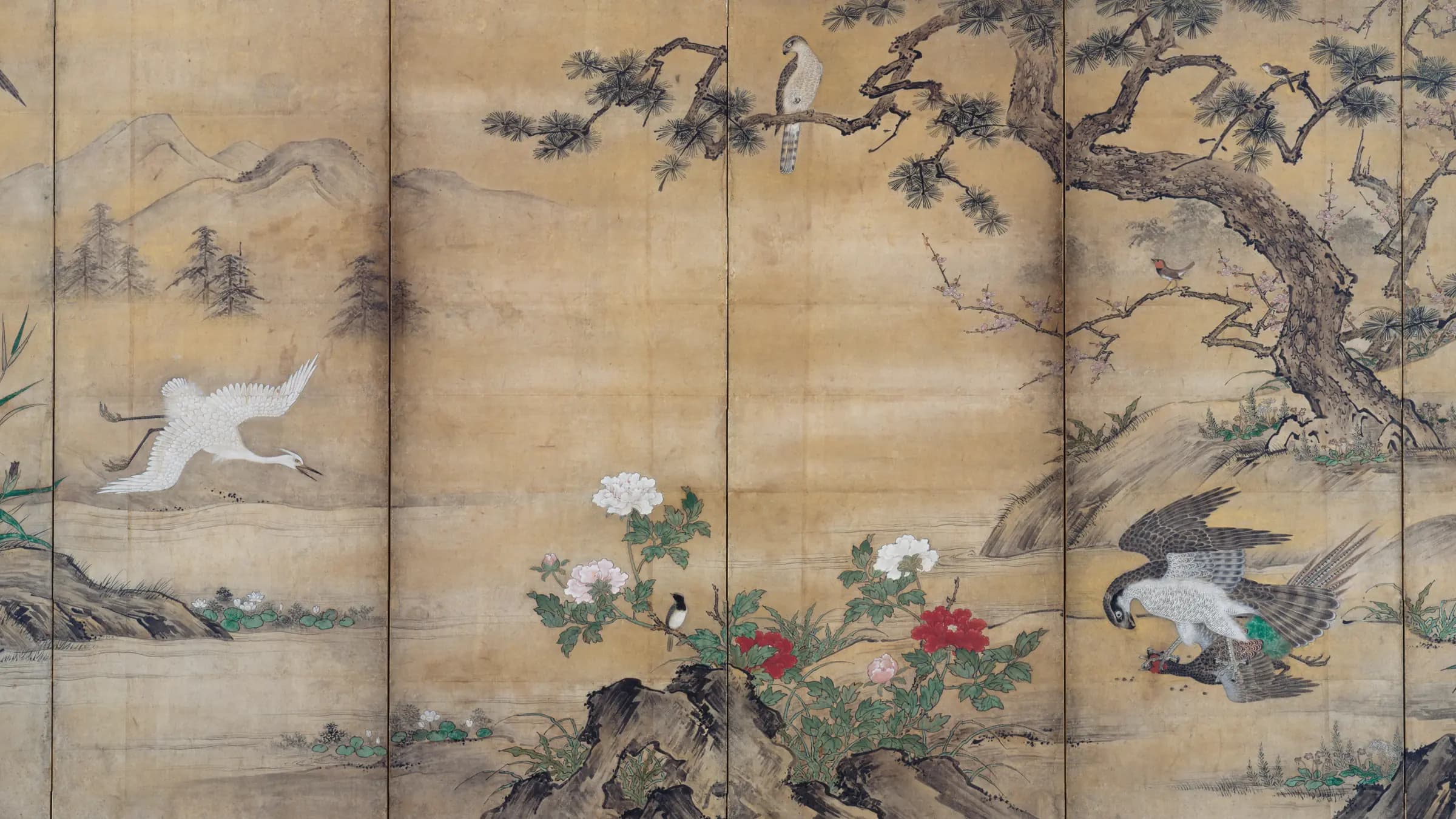 Birds and Flowers, landscape painting by Kano Shōei (1540).