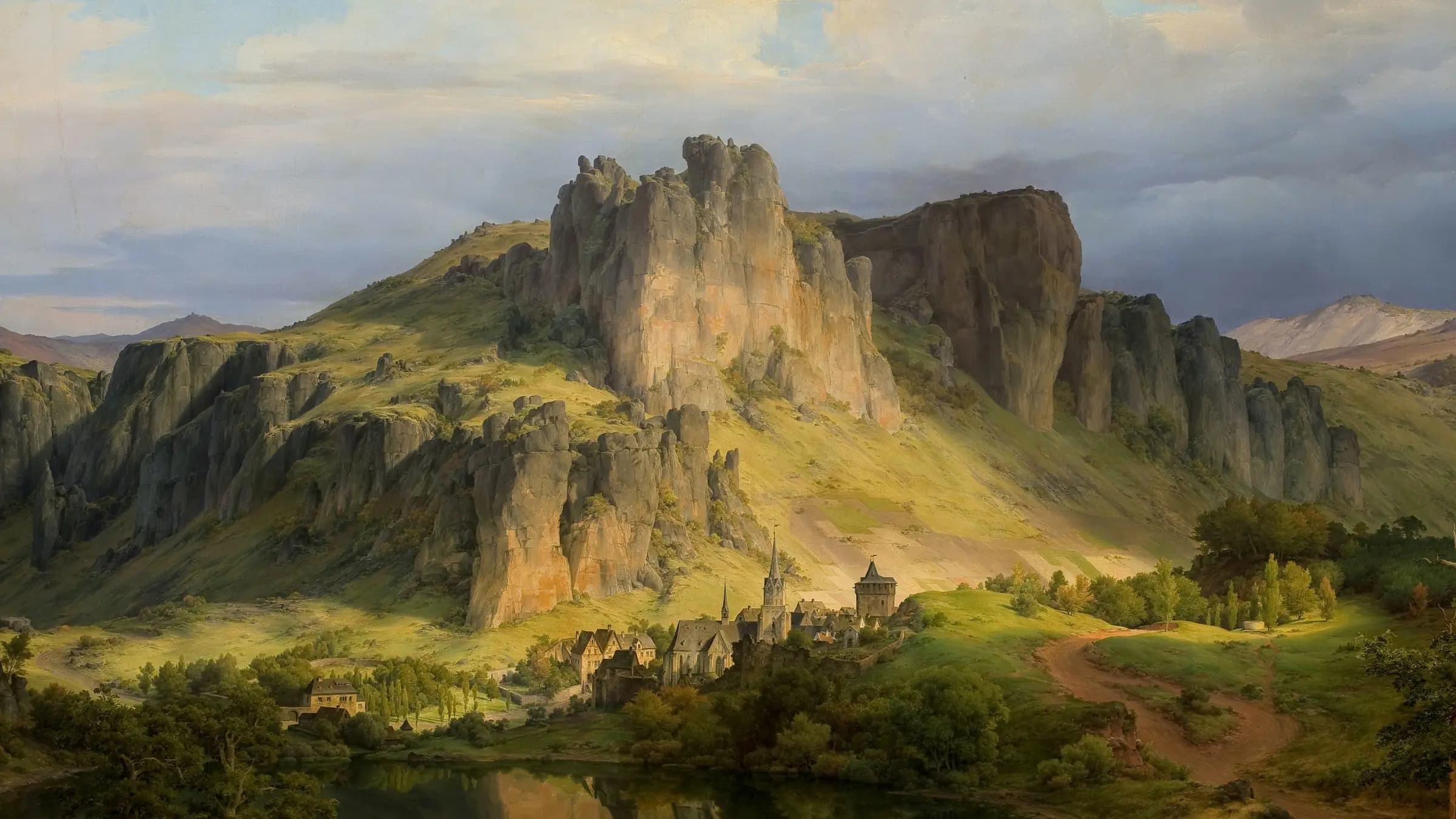 Landscape from the Eifel mountains, landscape painting by Carl Friedrich Lessing (1834).