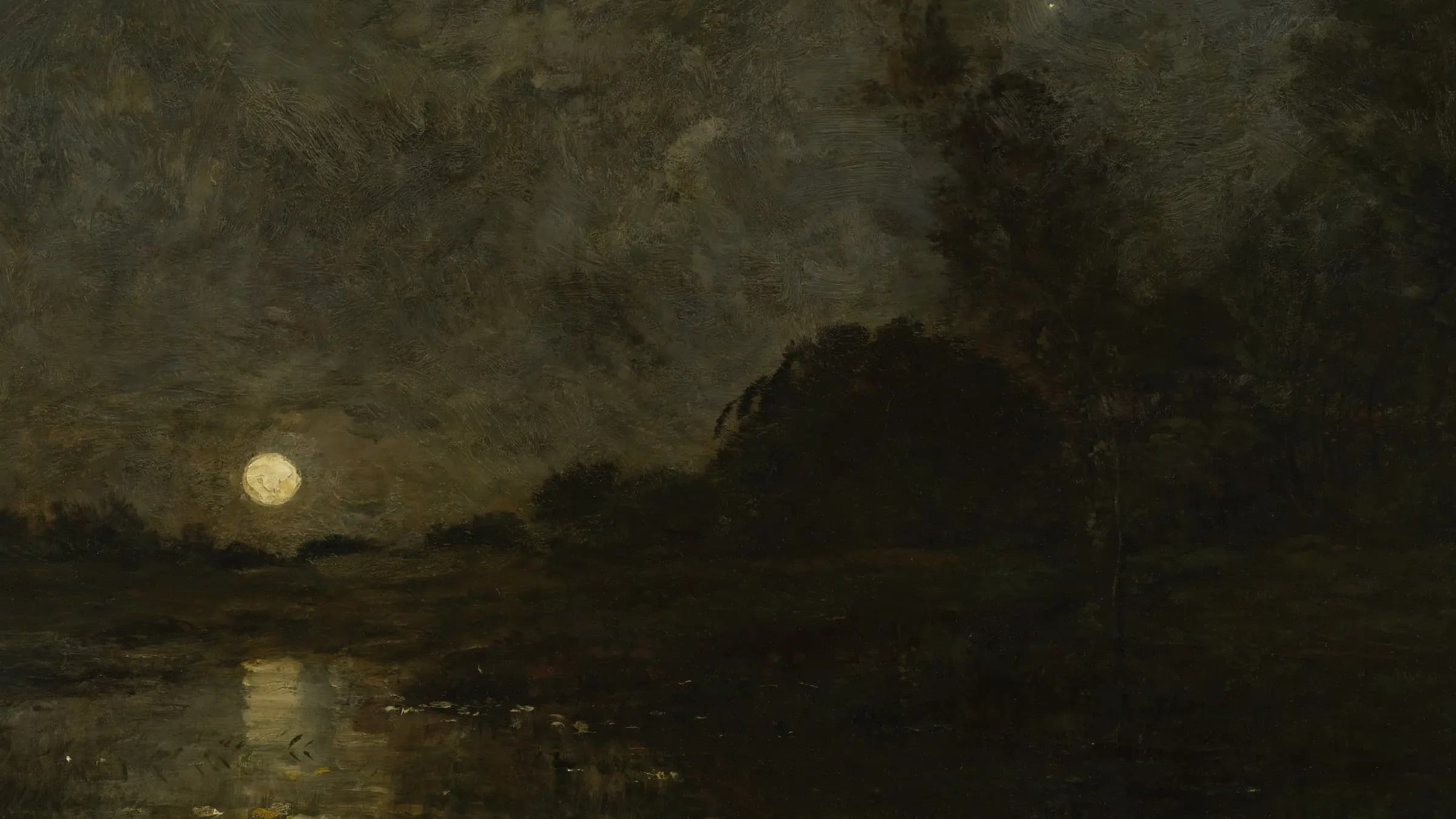 Opkomende maan in de Morvan Moonrise in the Morvan, landscape painting by Charles-François Daubigny (1875).
