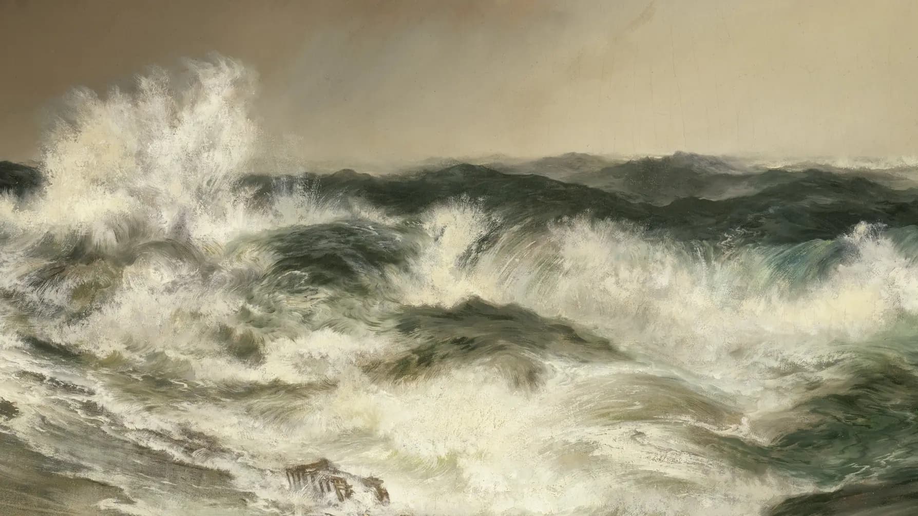 The Much Resounding Sea, landscape painting by Thomas Moran (1884).