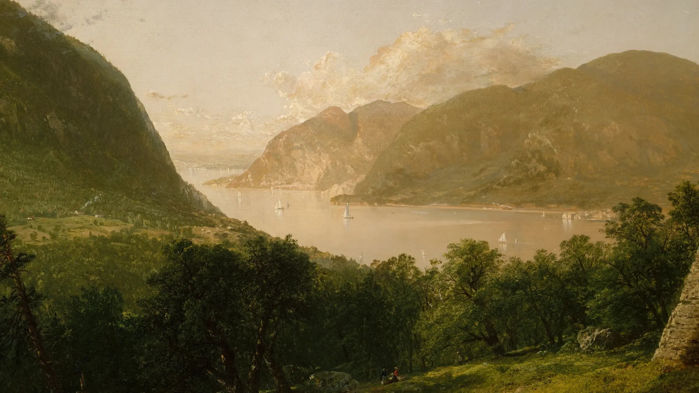 Hudson River Scene, landscape painting by John Frederick Kensett (1857).