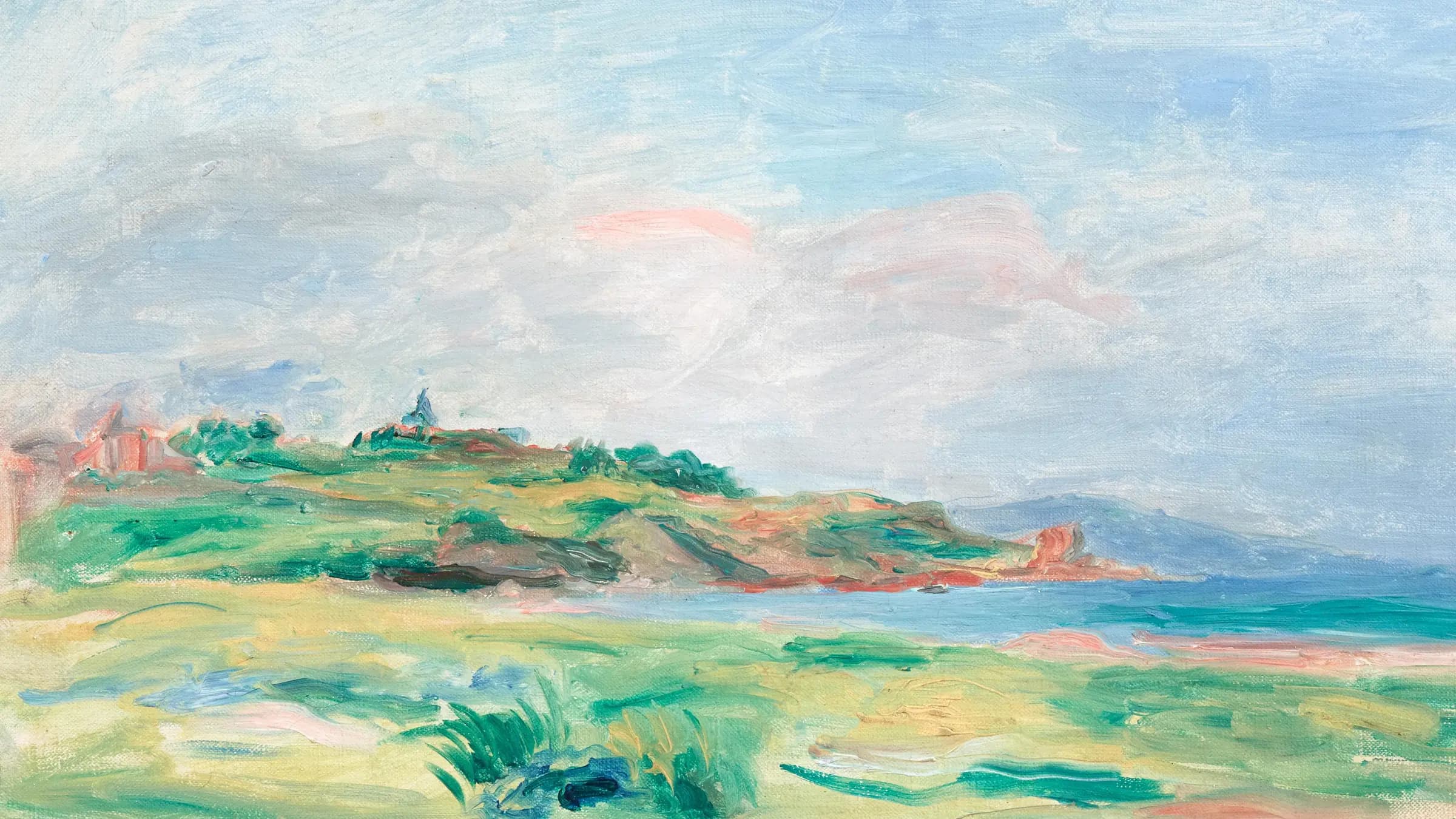 Golfe, mer, falaises vertes, landscape painting by Pierre-Auguste Renoir (1895).
